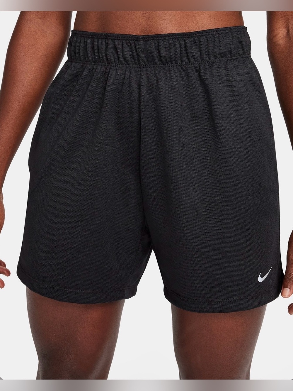 Nike Dri Fit 5” Women's Black Athletic Shorts with Swoosh Fold Over Waist Logo L